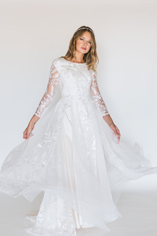 Modest wedding dress Celestia by Elizabeth Cooper Design